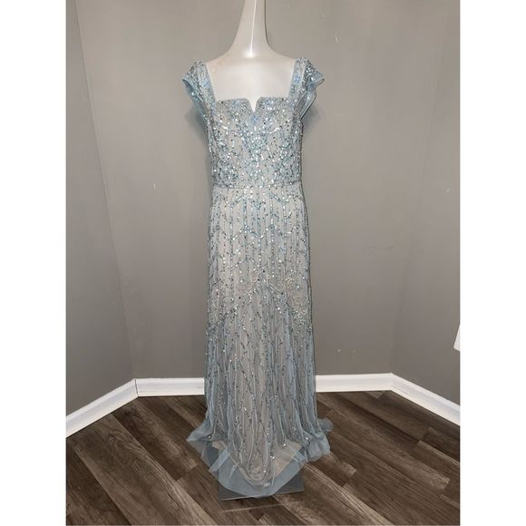 AIDAN MATTOX Cap Sleeve Beaded Ball Gown US 2 $550 - Picture 3 of 8
